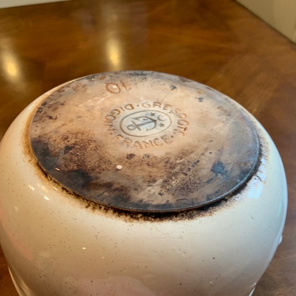 Vintage Grespots Digoin France Cow Print Large Fondue Pot - Picture 11 of 13